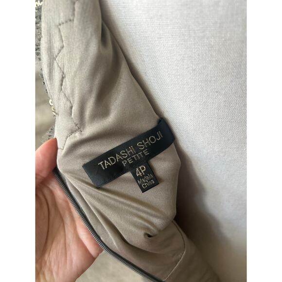 Tadashi Shoji Bronze Brown Sequin Lace V-Neck Sheath Dress - Picture 7 of 8